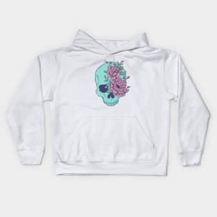 Blue Floral Skull Kids Hoodie